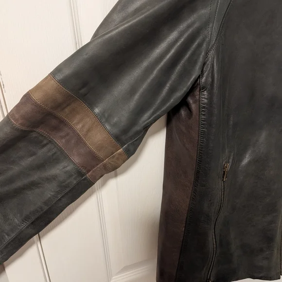 Danier Black and Brown Lightweight Leather Jacket - Picture 4 of 10